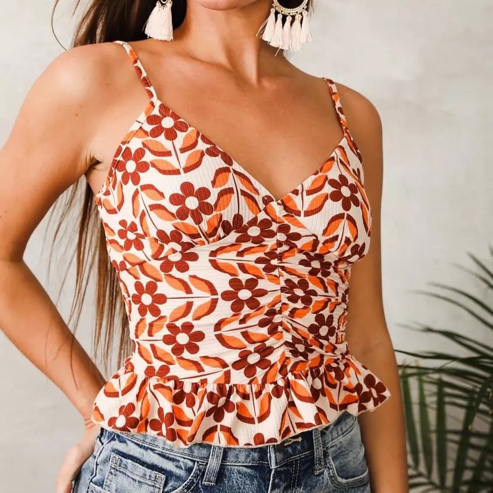 Retro Floral Willow + Root Tank Top - Like New!